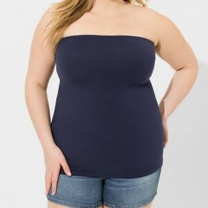 Torrid Navy Blue Cotton Blend Stretchy Tube Top 3X 22/24 NWT